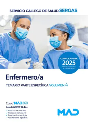 ENFERMERO;A.TEMARIO PARTE ESPECIFICA VOLUMEN 4. SERVICIO GALLEGO DE SALUD (SERGA
