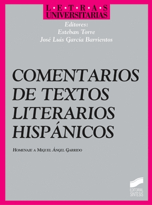 COMENTARIOS DE TEXTOS LITERARIOS HISPÁNICOS